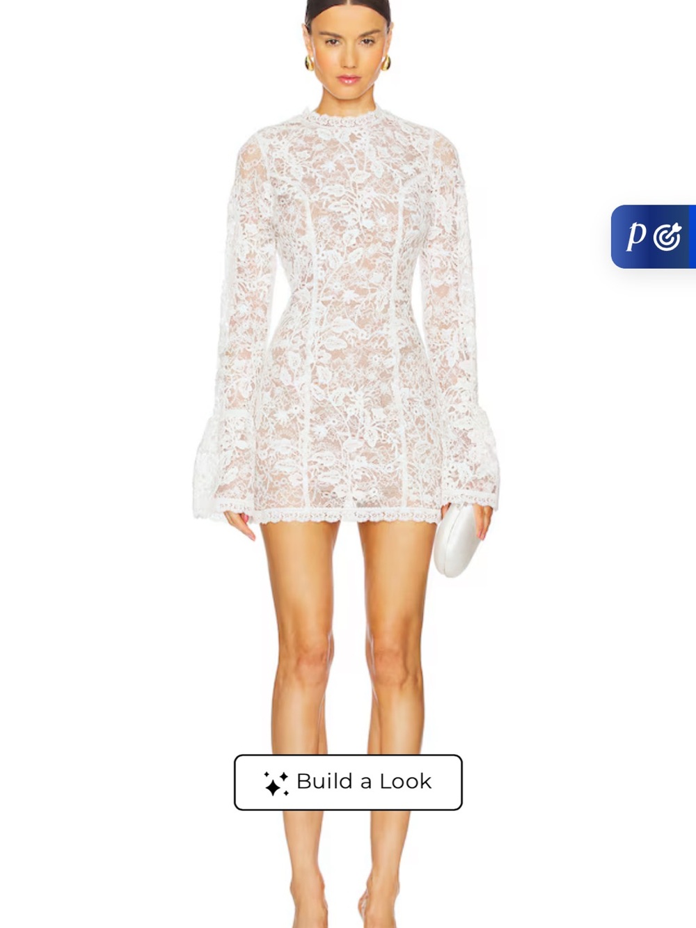 Line & Dot White Lace Long-Sleeve Mini Dress